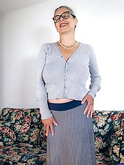 Real GILF Tina with big natural tits and hairy pussy